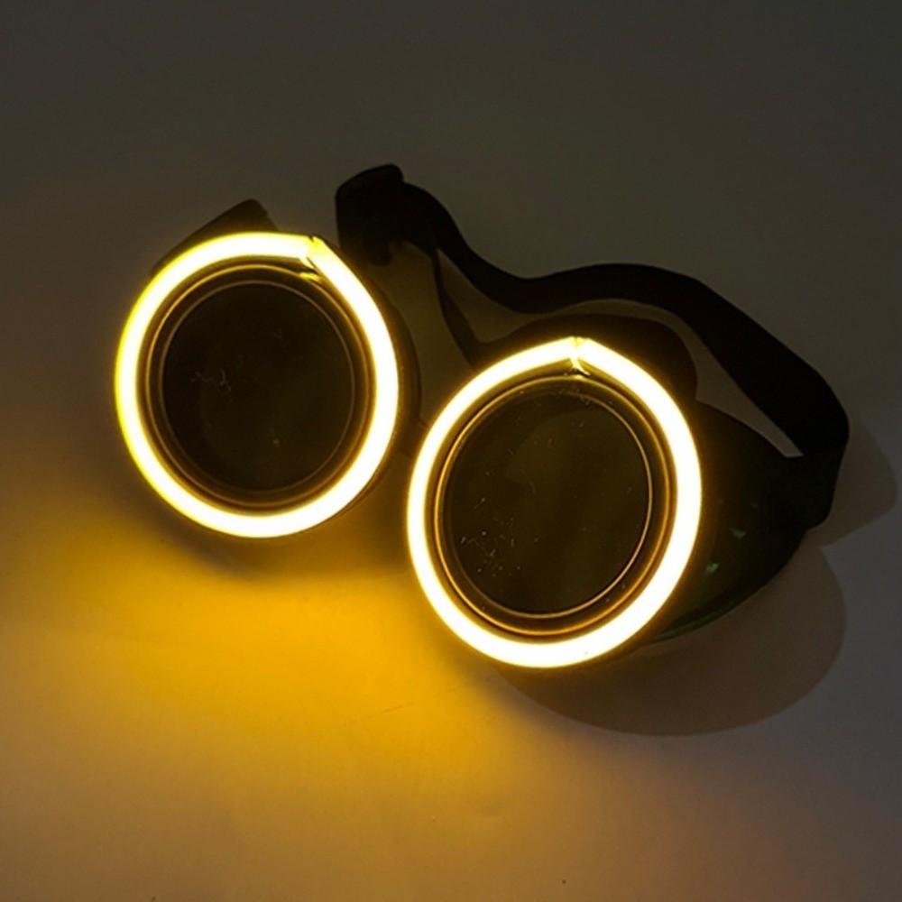 Round Light Up Glasses Punk Style Luminous Eyewear Fashion LED Glowing Glasses  Club Props