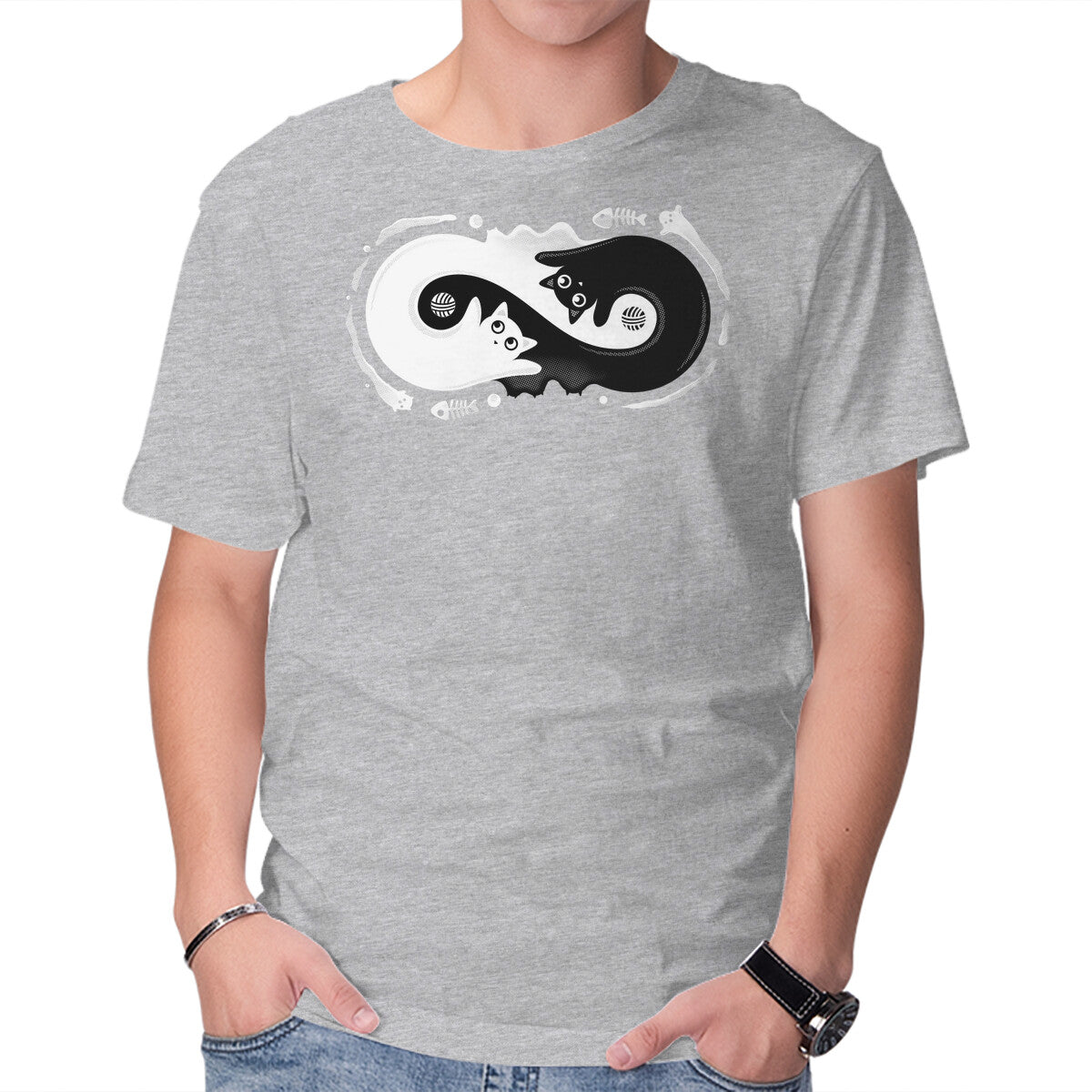 Unisex Crew Neck T-Shirt Endless Cats Graphic Short Sleeve Casual Tee XS