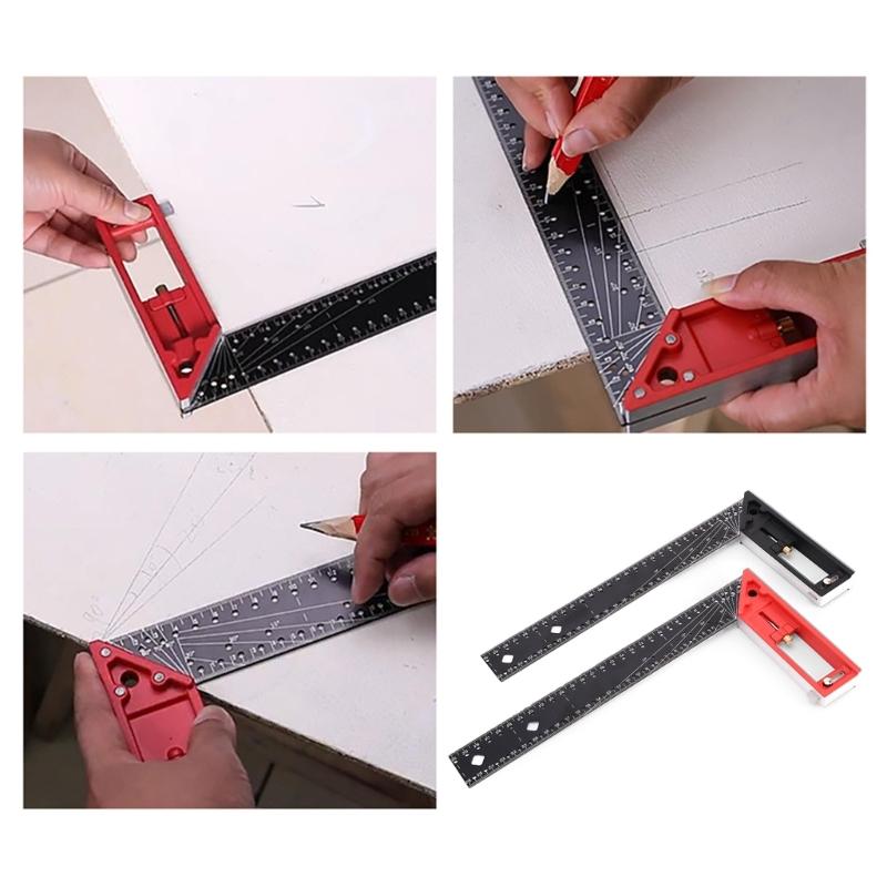 30-90 Degree Square with Marking Hole Measuring Ruler 12inch Combination Square for Measuring Woodworking