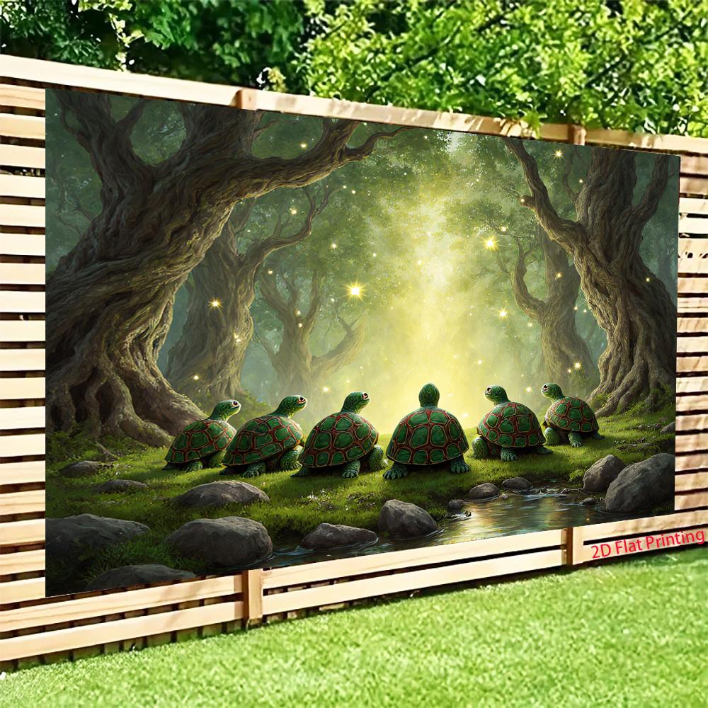2D flat Smart Turtle banner background cloth perfect for birthday parties festive occasions and everyday decor polyester