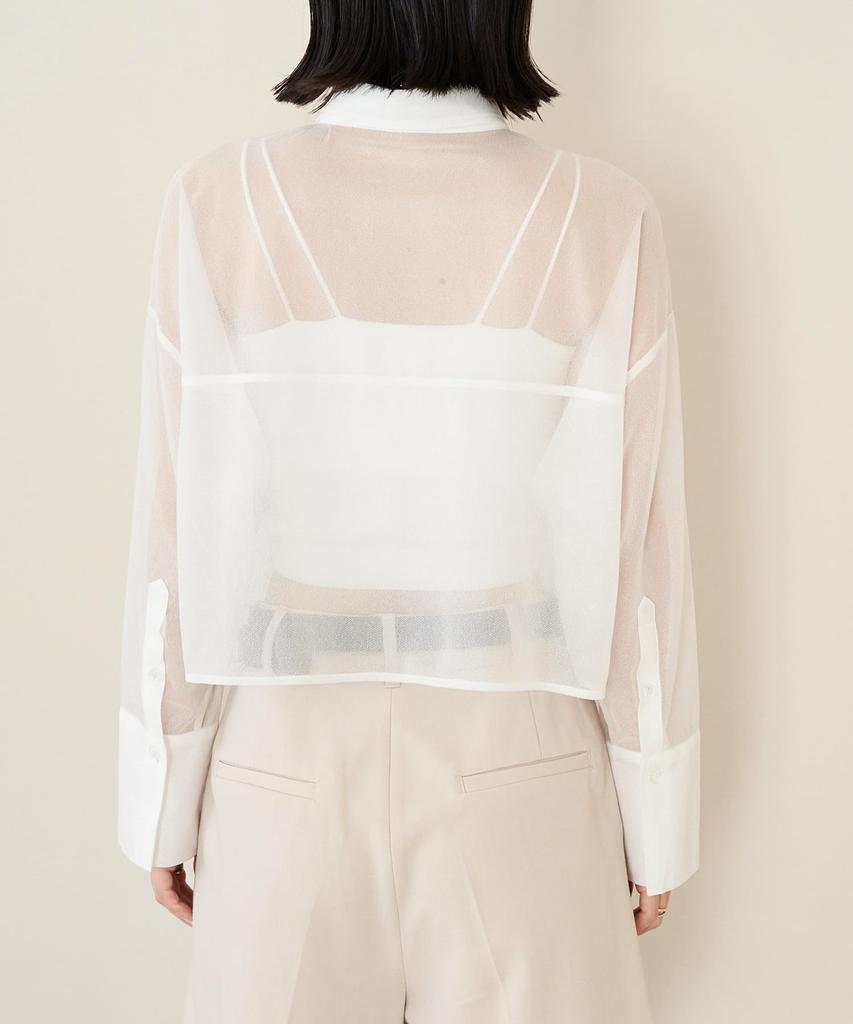 Bis Washable Lame Sheer Cropped White Maine Shirt, Women's, (10)