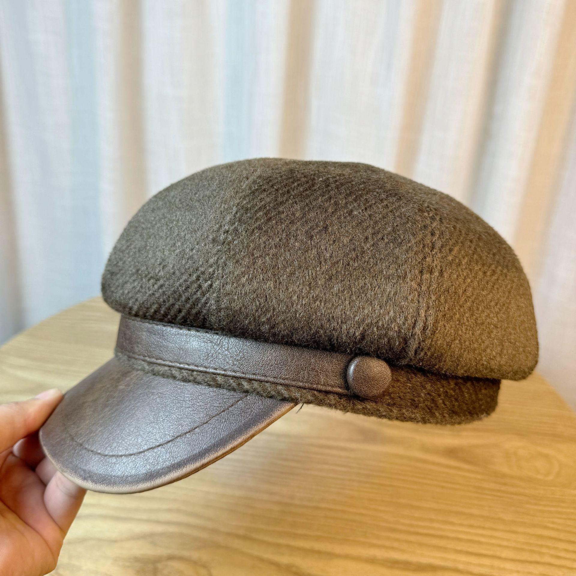 

Восьмиугольная шляпа для женщин на осень и зиму, теплая из меха норки, британская ретро-кепка газетчика, трендовый бренд, повседневная универсальная шляпа художника Adjustable