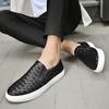 Genuine Leather Black Men Casual Shoes Luxury Brand 2024 Mens Weave Loafers Moccasins Breathable Slip On Lazy Driving Shoes