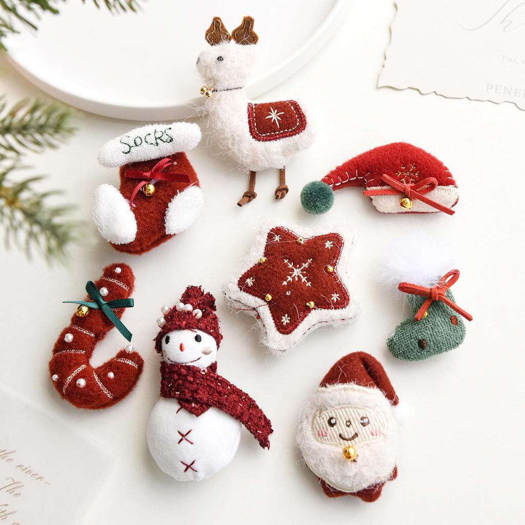 NUCHI Wool Felt Christmas Ornaments: Elk, Star, Snowman, Cane - DIY Decorations