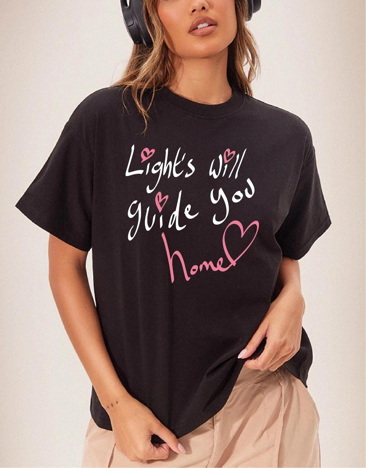 Lights will guide you home T-Shirt Lyrics Fix You 2026 Tour Cold Play T-Shirt S