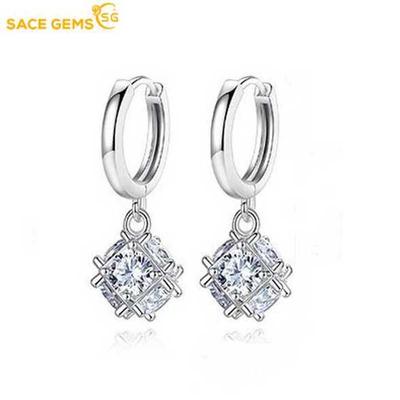Copper Rubik's Cube Set Zircon Earrings for Fashion  Women Wedding Party Gifts