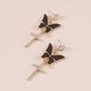 Sparkling Butterfly Drop Earrings with Tassels and Rhinestones