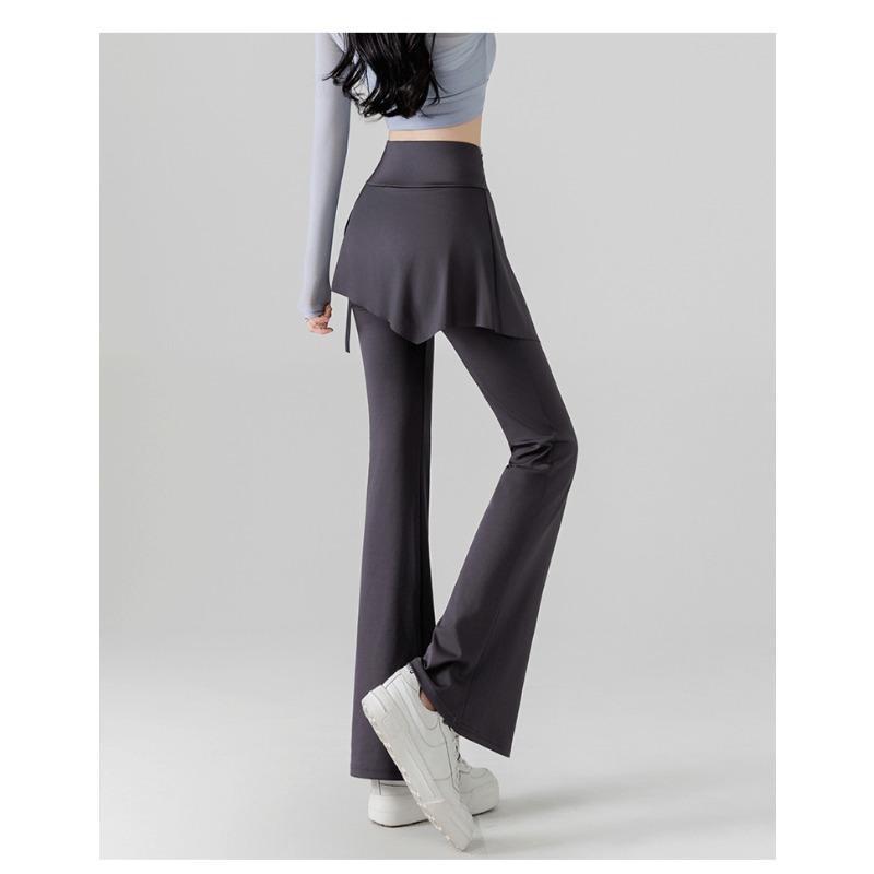 Women S Flared Pants Fake Two Piece Yoga Fitness High Waist Slim Leggings