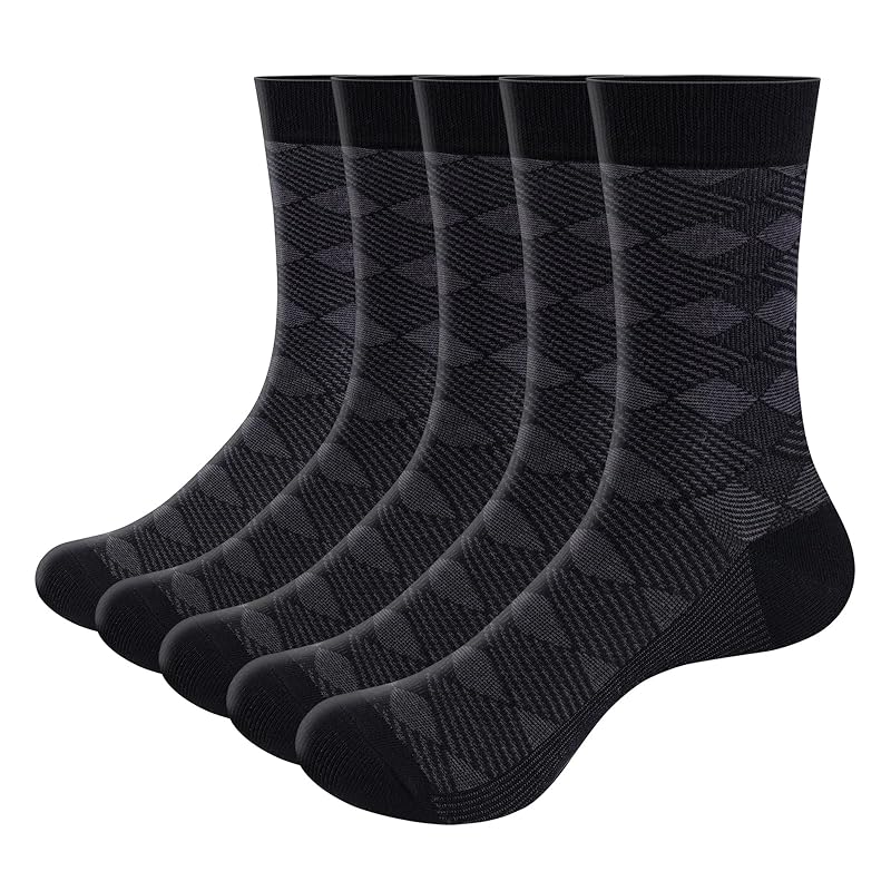 

[YUEDGE] socks men s business socks Odor prevention breathable Plain color black mid calf socks Four seasons applicable business casual 25-27cm, 5