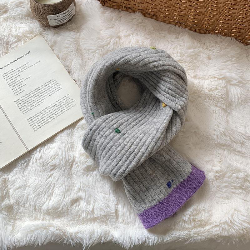 Scarf Women's Winter Advanced Sense Autumn and Winter Colorful Beans Versatile Warm and Cold Neck Protection Scarf Color Matching Shawl