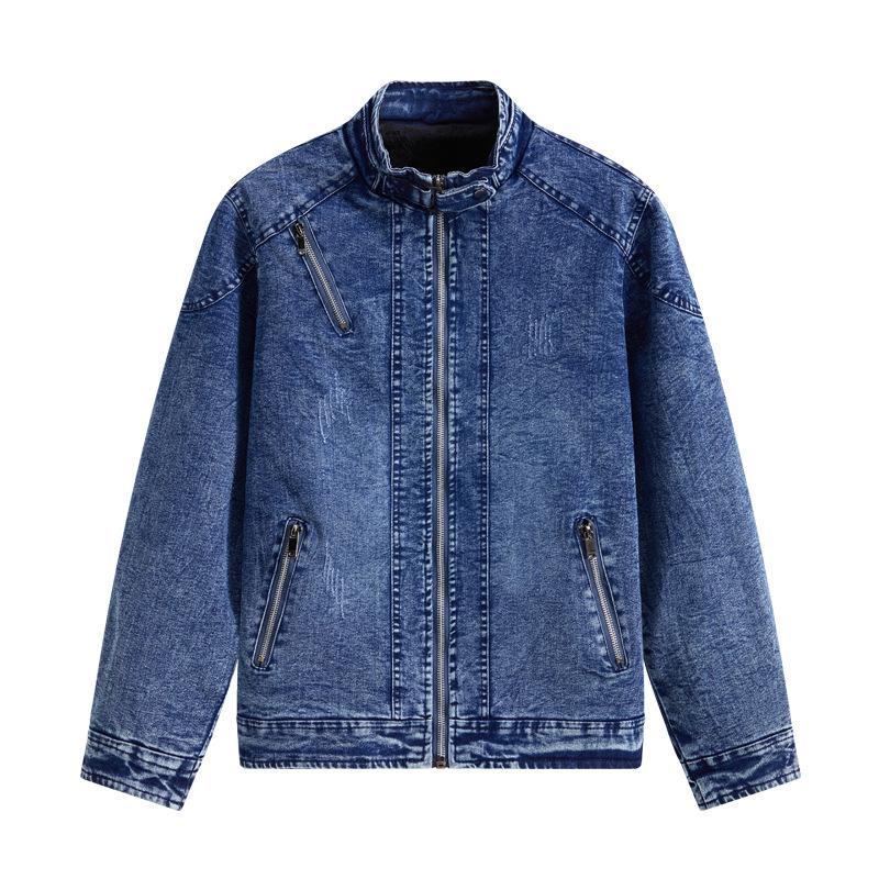 

European & American Retro Plus Velvet Denim Jacket - Trendy, Washed, Korean Style 4XL
