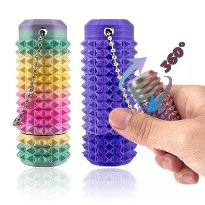 Schmerzstimulierendes Fidget Spielzeug Reduziert Stress Roller für Erwachsene Stacheliger Fidget Schlüsselanhänger für Angst Sensorisches Spielzeug Neuheitsgeschenke für Freunde