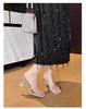 2025 summer new transparent word with rhinestone temperament crystal and gentle outer wear high-heeled cool slippers