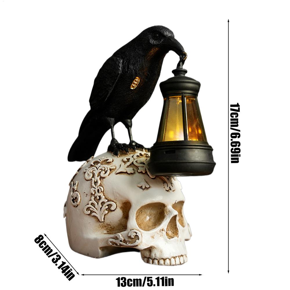 Halloween Crow Skulls Desktop Decor Resin Sculpture Gothic Decor Personalizeds Home Decorative Statue Party Car Accessories