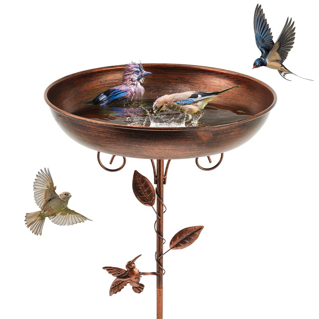 Garden Birdbath 32 Inches Sturdy Iron Outdoor Bird Bath for Outside Vintage Standing Birdbath Bowl for Outdoor Garden Patio Yard