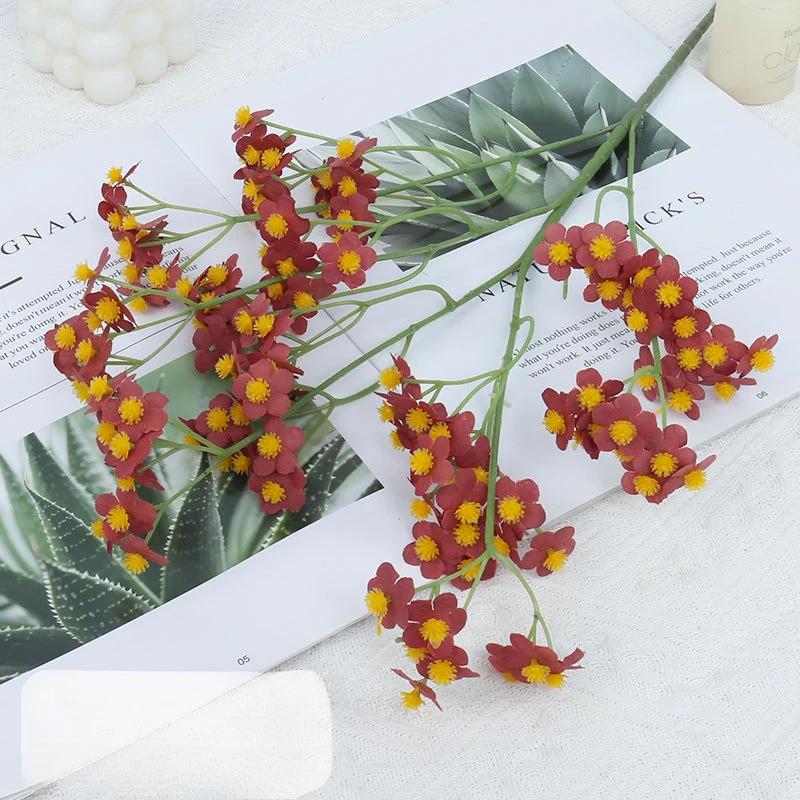 Wedding Decor Artificial Flowers Silk Small Daisy Plant Auditorium Decoration Fake Flower Simulation Yellow Chamomile Branches