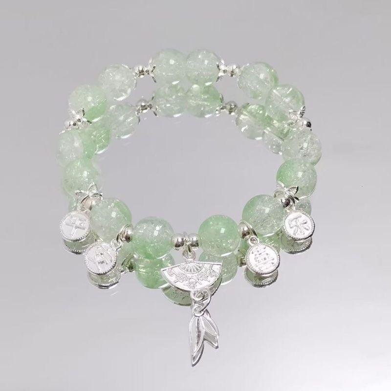 Summer Fresh and Cool Forest-themed Green Crystal Butterfly Ethereal Crystal Bracelet - A Niche Item