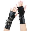 Aesthetic Party Gloves Stylish Metal Buckles Comfortable PU Leather Arm Gloves for Women Men Daily and Evening Party