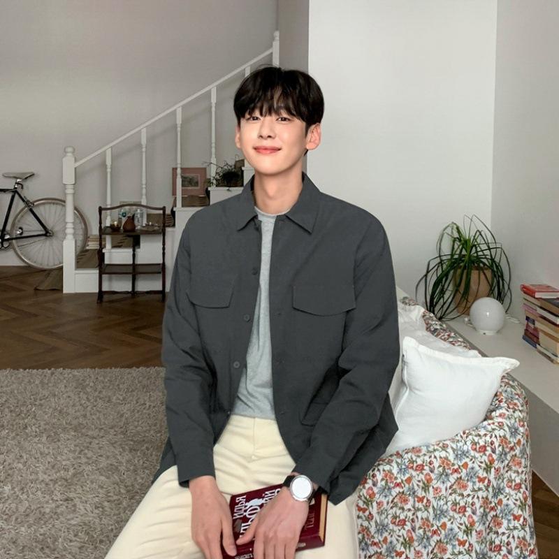 Simple Work Jacket Men's Autumn New Korean Style Loose Niche Design Long-sleeved Shirt Jacket