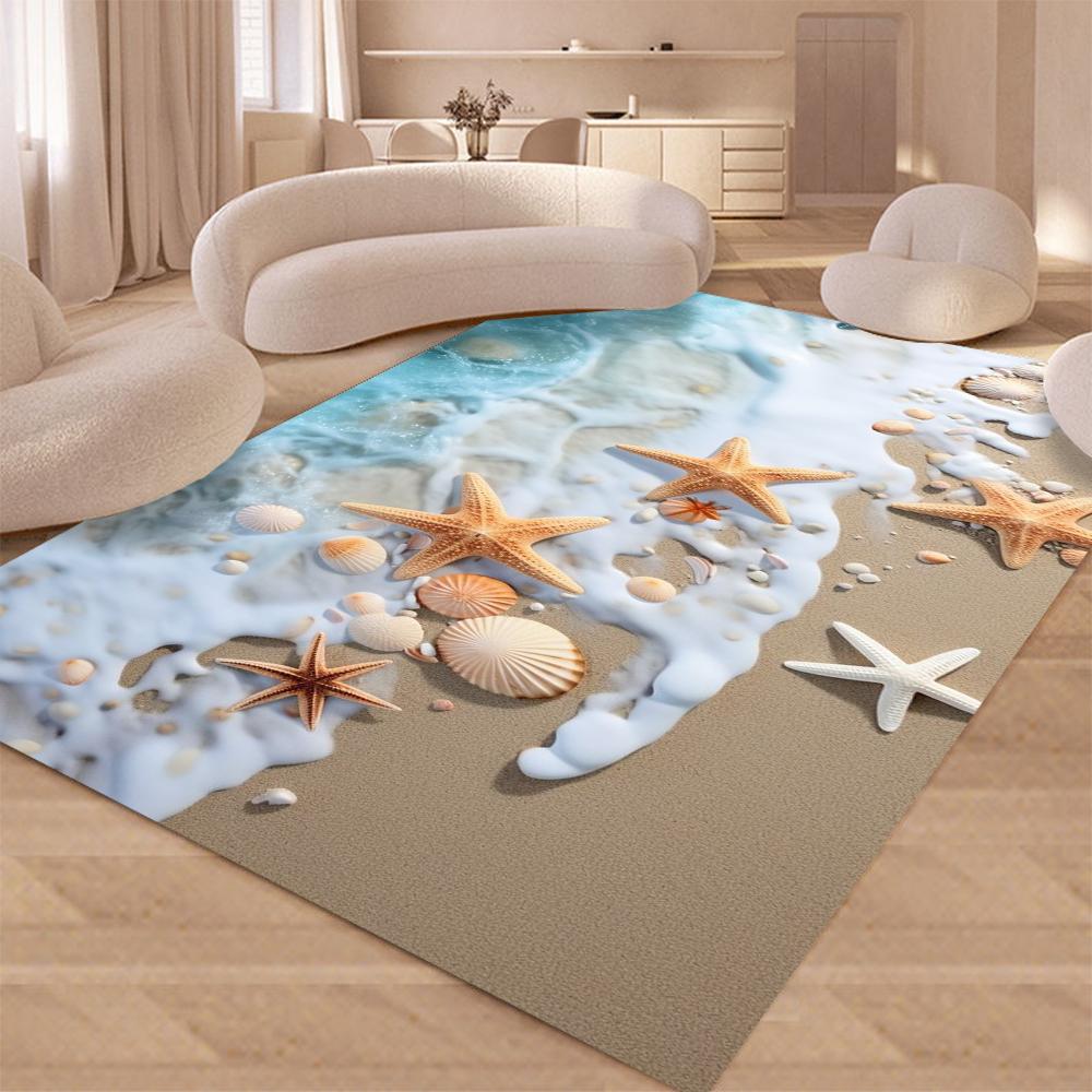 Sea Shell 3D Carpet Dolphin Jump Mat Sea Turtle Home Decoration Coral Reef Door Rug Non-Slip Floor Mat Living Room Decoration