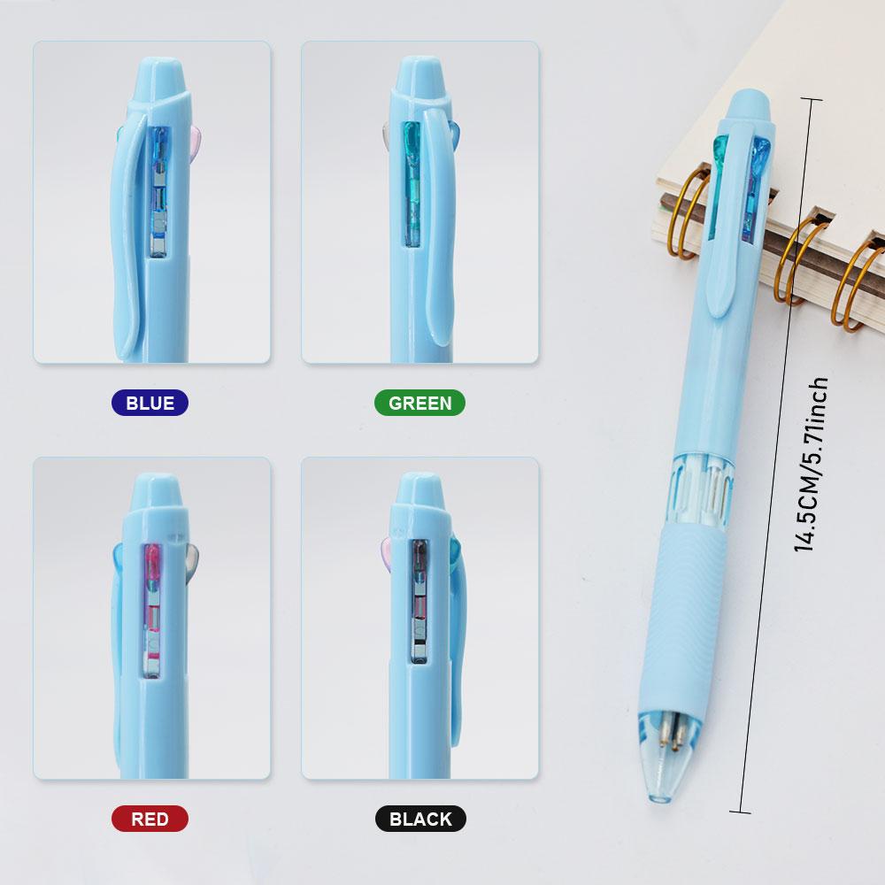 Caneta Esferográfica Multifuncional 4 em 1 0,7mm Conjunto Colorido Retrátil Escrita Suave Refis de 4 Cores Ideal Para Uso no Escritório