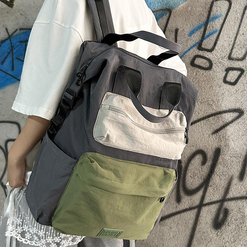 College Style Student Schoolbag Women's Color Block Backpack Computer Backpack