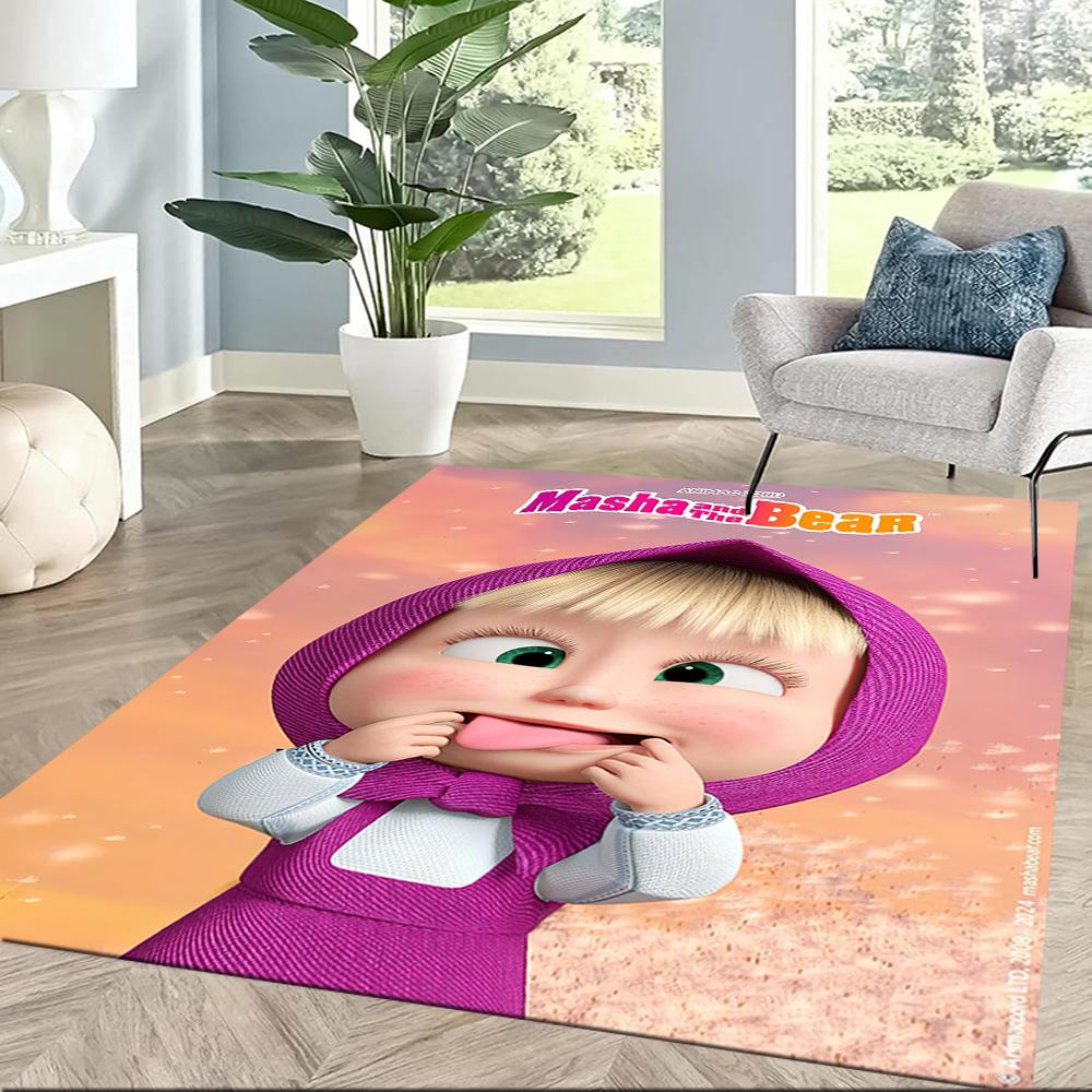 Masha Bear Area Rug Suitable for Balcony Playrooms Kitchen Dining Room Anti-slip Rug Anime Office Decor Spiritual Gift