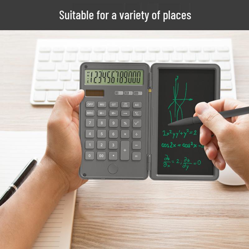 Portable LCD Writing Tablet with Flip Calculator for Students and Office