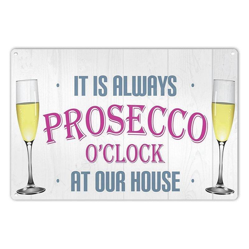 Prosecco O Clock Vintage Poster Prosecco Cocktails Metal Tin Signs Pub Bar Decoration Prosecco Princess Wall Art Decor N355 20x30cm