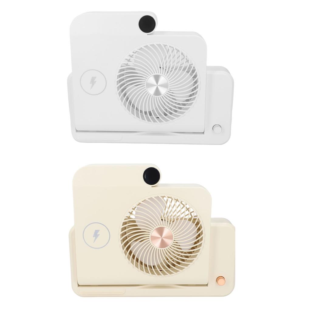 Desk Fan with Wireless Charging Station 100 Gears Adjustable Folding Quiet Small Portable Fan for Mo