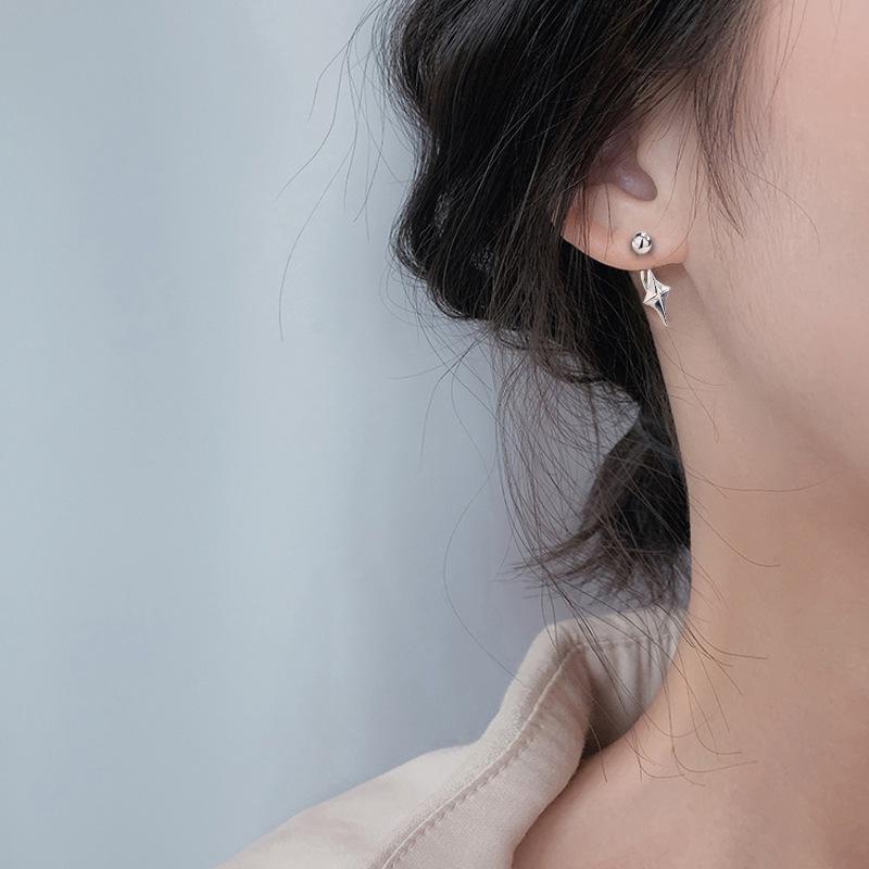 Cercei cruce cu șurub cu patru stele, stil Millennial Spice, chic minimalist, nu se decolorează