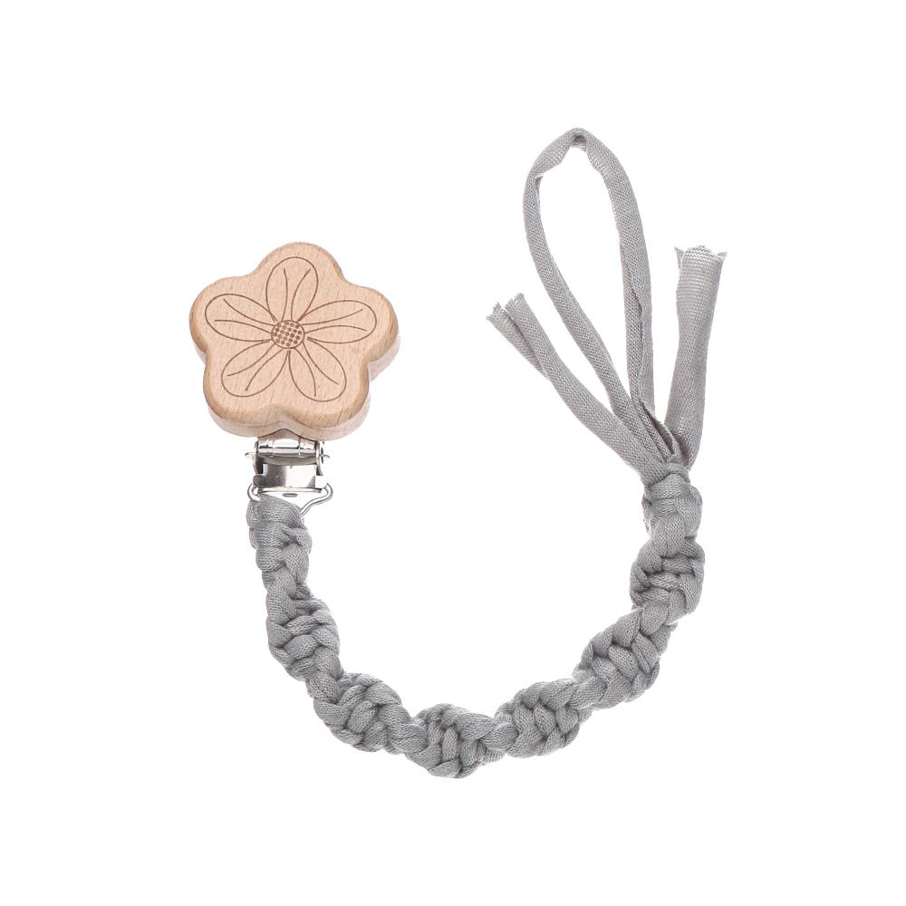 Flower Beech Wood Clip Baby Pacifier Clip Handmade Cloth Chain Newborn Pacifiers Clips Dummy Holder Teething Toys Nipple Chains