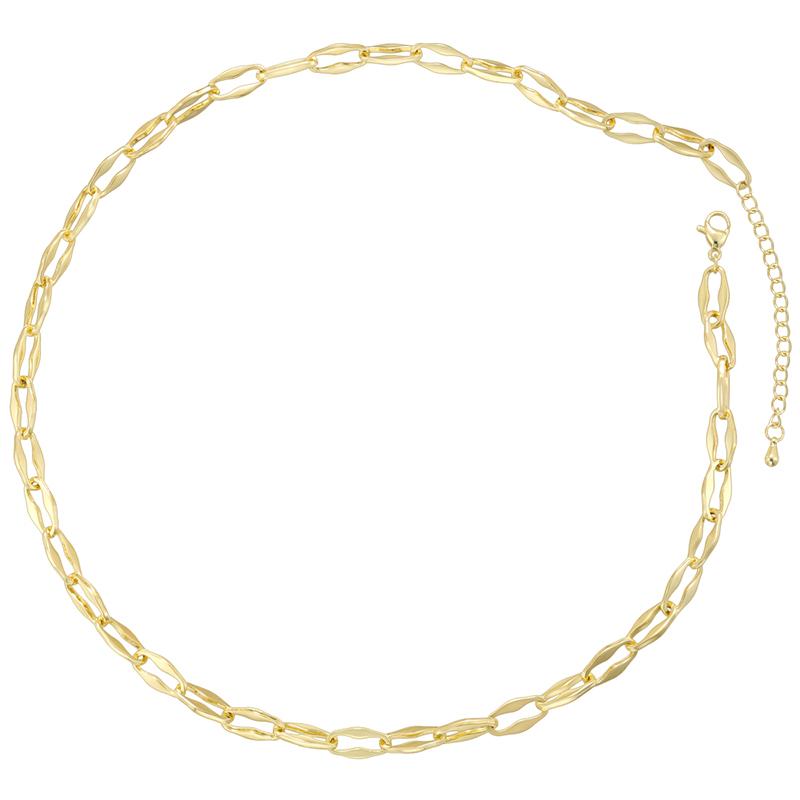 ZHUKOU Copper-Plated Gold Oval Lip Chain - Versatile O-Shaped Ripple Collar Necklace Accessory for Jewellery Making:VL729