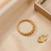 18K Gold Irregular Bead Ring: Simple Titanium Steel, Colorfast Stainless Steel Band