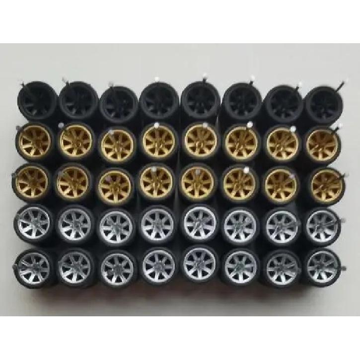 80 PZ(per 20 auto) Ruote in Lega per Auto 1/64 con Pneumatici per Hot Wheel/Matchbox/Domeka 1:Modellino Auto in Lega 64