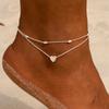 Female Heart Anklets Bracelet Sandals Foot Jewelry Leg Anklets on Foot Bracelets for Women Leg Chain Jewelry Accessories