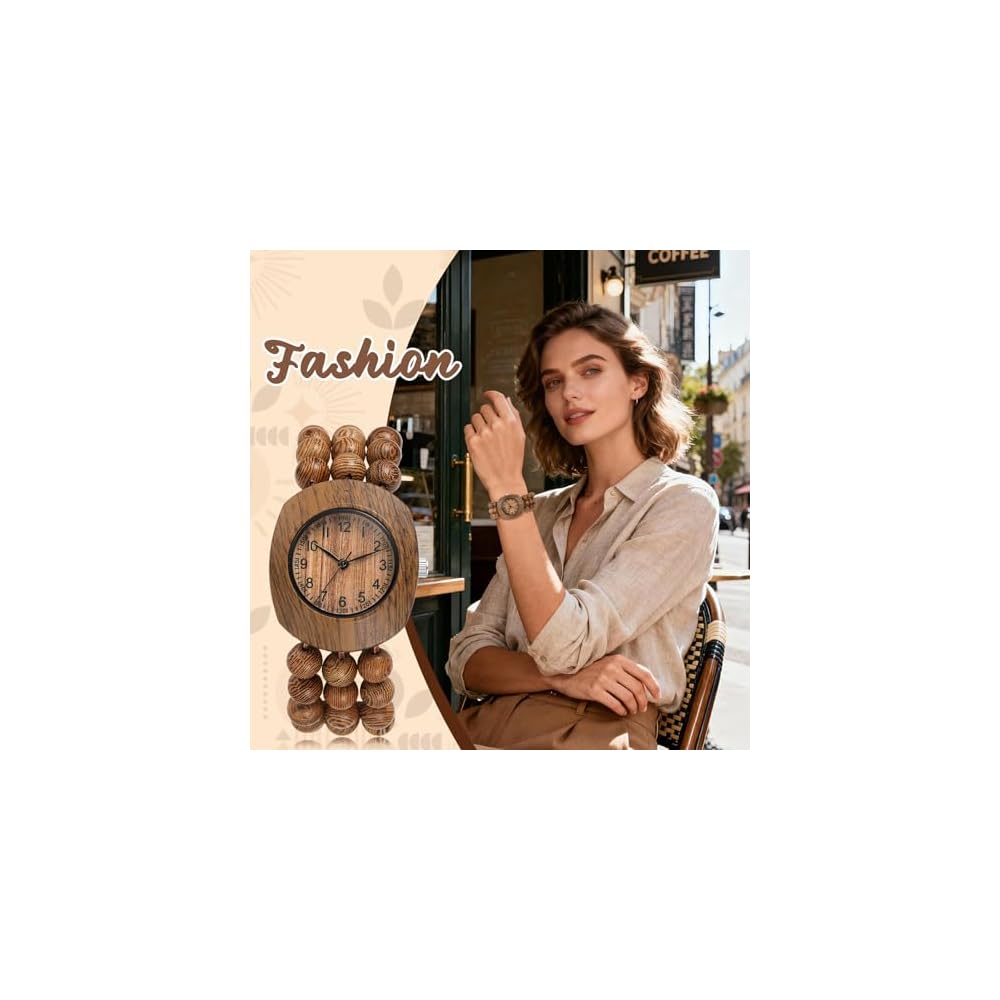 Wooden Watch for Women Analog Quartz Bracelet Waterproof Lightweight Bohemian Style Accessories