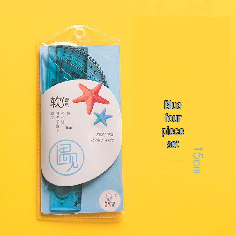 

Набор канцтоваров из 4 предметов для начальной школы: Линейка прямая 20 см, Прозрачный угольник, Треугольная линейка, Транспортир и Линейка 15 см Pink