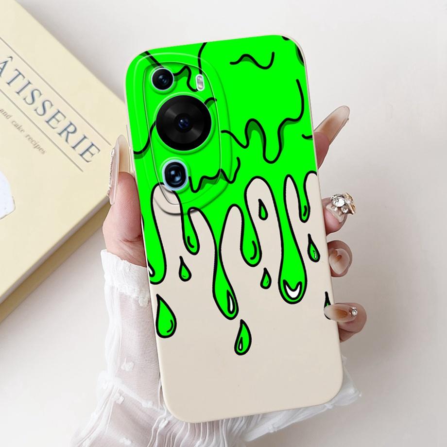 For Huawei P60 Art / P60Pro / HuaweiP60 Case Liquid Silicone Soft TPU Back Cover Phone Funda Gothic Black Night Bumper Panda Bag