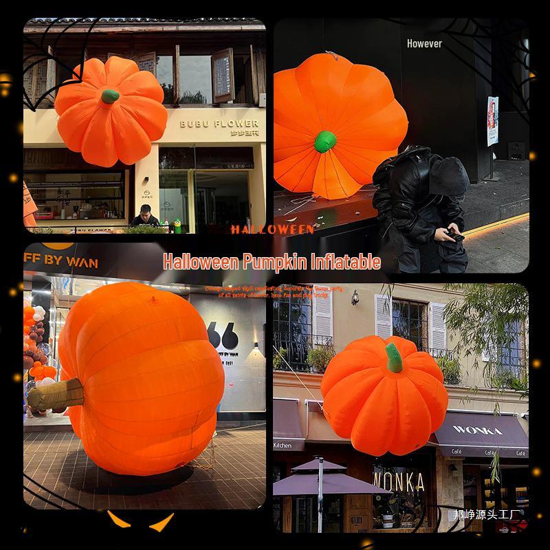 Large Halloween Pumpkin Lantern with Ghost and Spider Décor