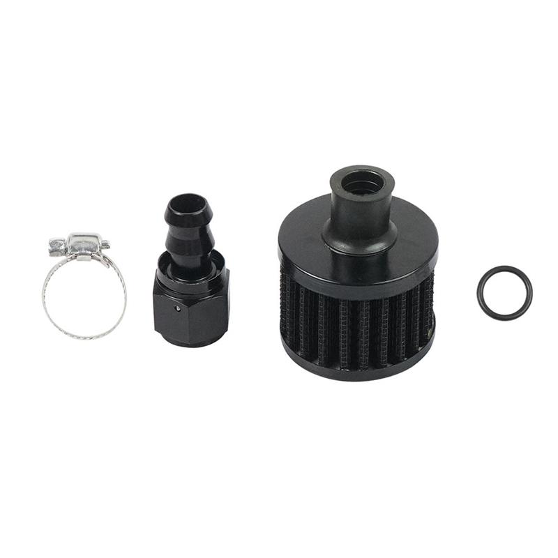 

A16P-Straight AN8 12Mm Universal Small Motorcycle Cold Air Intake Filter Kit With Push Ends Crank Case Vent Cover Breather чорний
