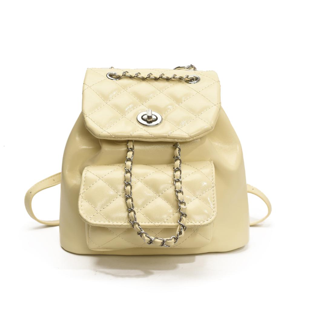 Schoolbag Women's Fragrant Backpack 1011 New Korean Fashion Premium Rhombus Backpack Casual Commuter Versatile Shoulder Bag