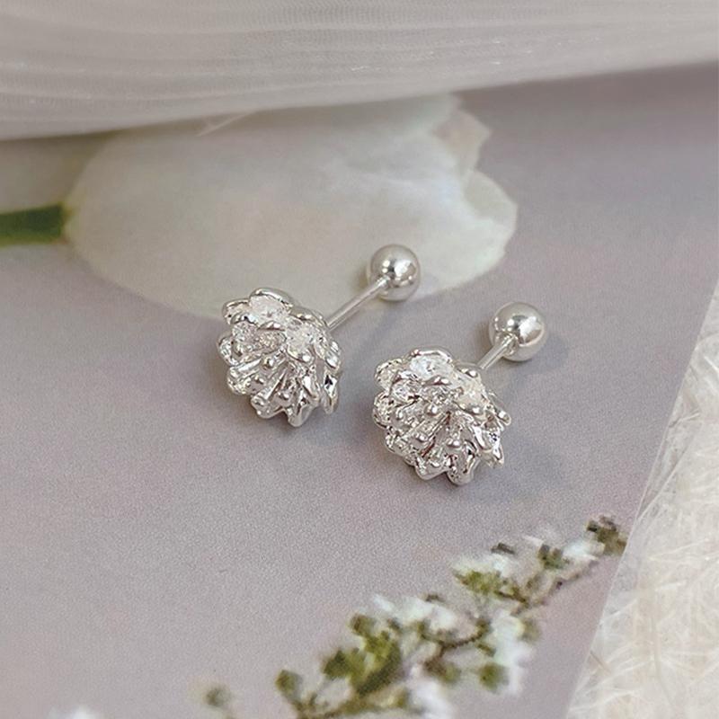 1Pair Retro Lotus Ear Bone Nail Spiral Stud Earrings For Women Girls Wedding Party  Fine Jewelry Gift