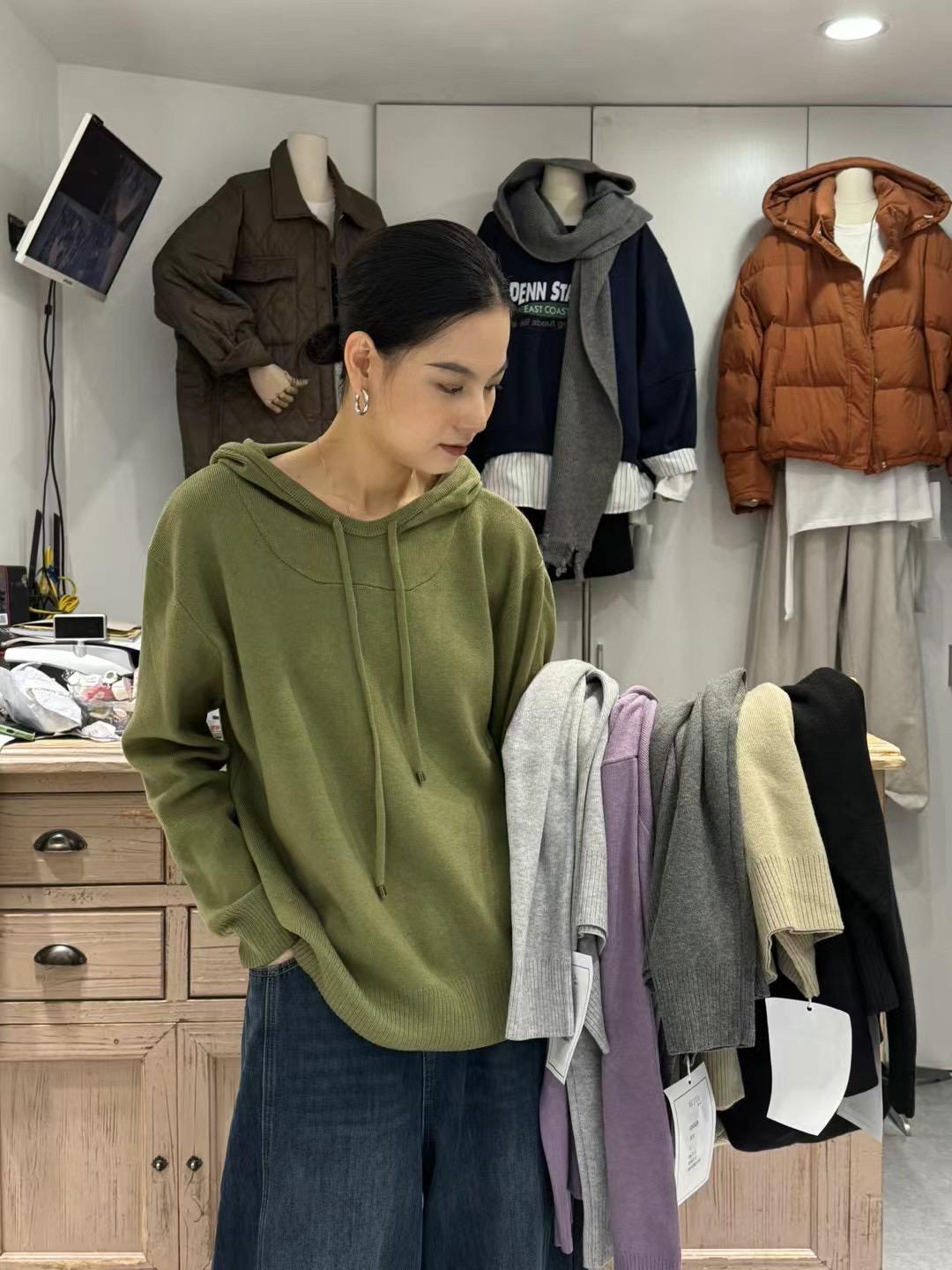 

Зимний корейский стиль свободный большой размер повседневный вязаный свитер с капюшоном One Size светло-серый