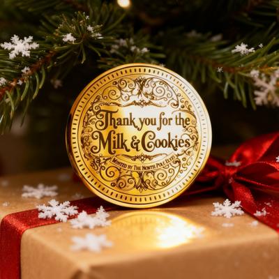 Santa Gold Coin Decorative Christmas Keepsake 4cm Stainless Steel Surprise Token Festive Party Decoration