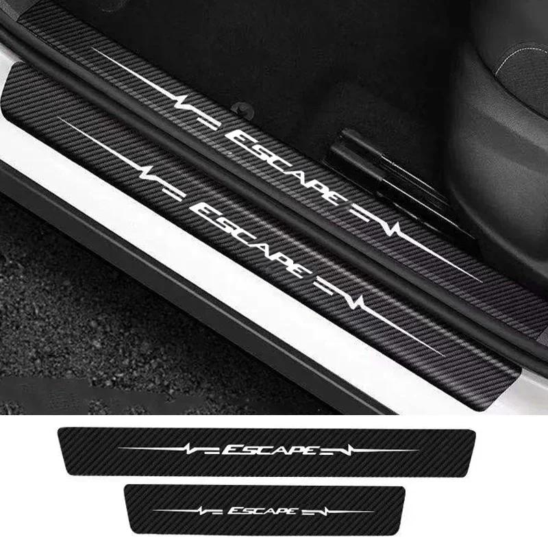 KLYE5 Car Door Sill Protector Stickers For Ford Escape Logo Badge Waterproof Decals Guard Plate Bumper Anti-Scratch Auto Accessories