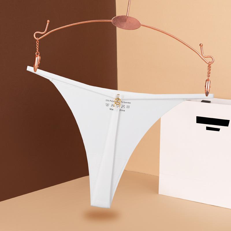 

3pcs Women s Ice Silk Seamless Thong Panties, Sexy Thin Strap Plus Size Breathable Euro Size T-Back Underwear S белый