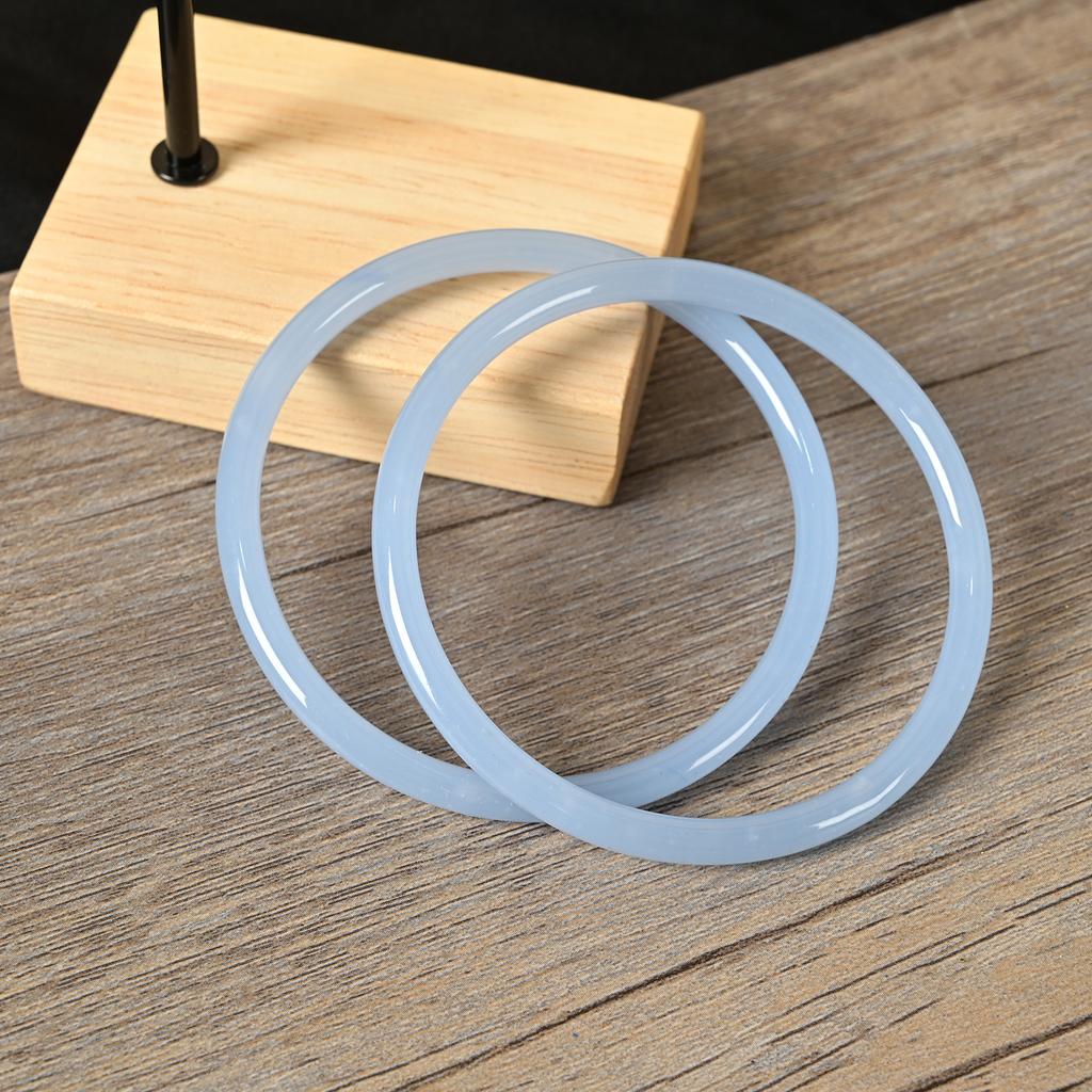 2Pcs/Set Solid Color Gentle Bangles Cute Retro Simple Glass Bracelet Exquisite Femme Fashion Women's Casual Daily Trend Jewelry