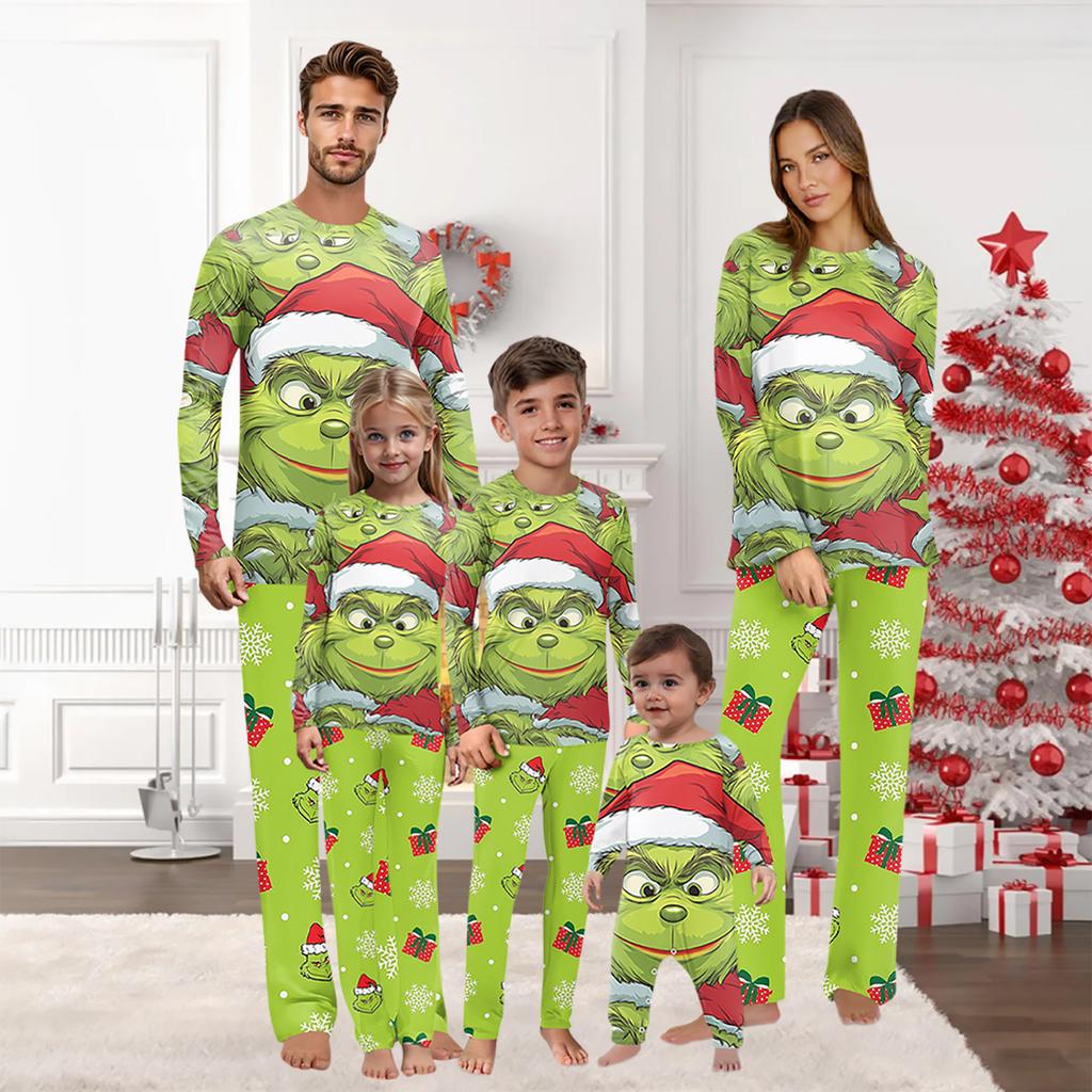 Christmas Print Family Outfit Long Sleeve Top + Pants Set Family Outfit