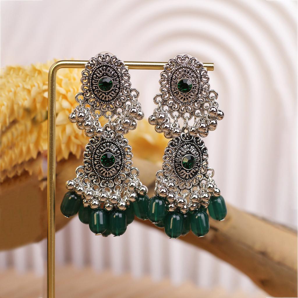 Retro Diamond-Encrusted Bells, Water Drop Ear Hooks, Light Luxury Bohemian Style Fashion Temperament Earrings